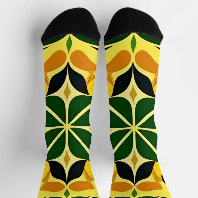 Colourful Abstract Floral Pattern Socks (Top)