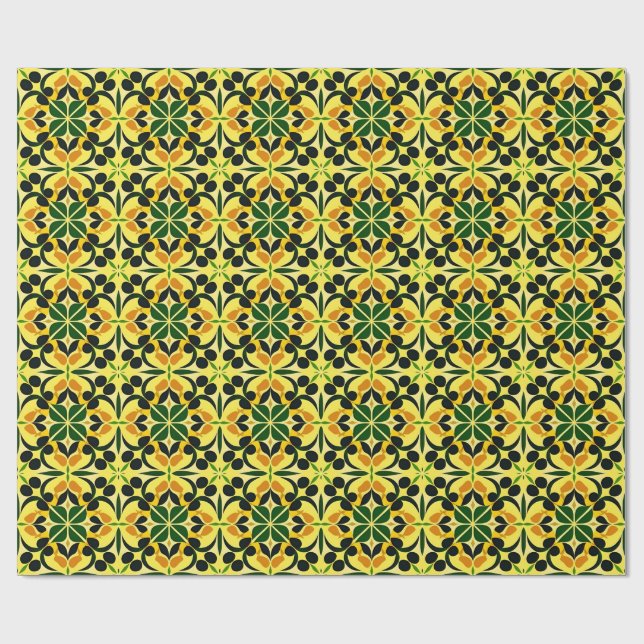 Colourful Abstract Floral Pattern Wrapping Paper (Flat)