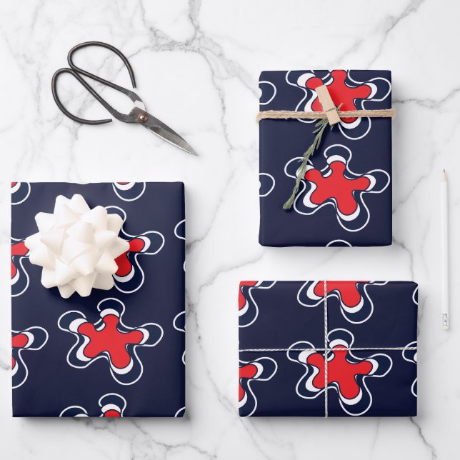 Colourful Abstract Floral Pattern Wrapping Paper Sheet (Front)