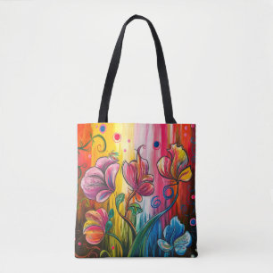 Colourful Abstract Floral  Tote Bag