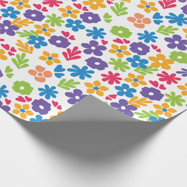 Colourful Abstract Florals Wrapping Paper (Corner)
