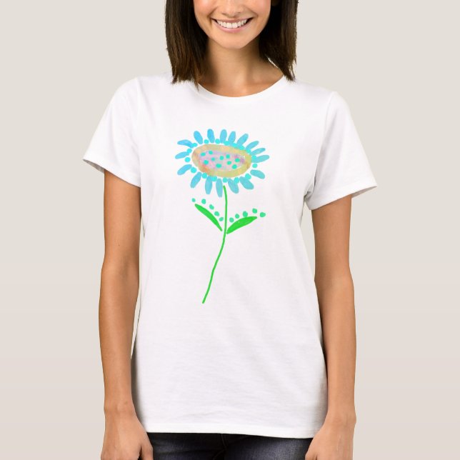 Colourful Abstract Flower Art to Wear T-Shirt (Front)