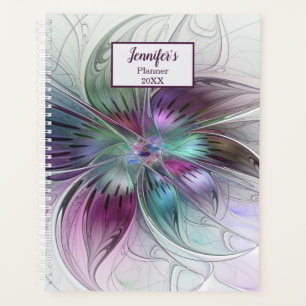 Colourful Abstract Flower Floral Fractal Art Name Planner