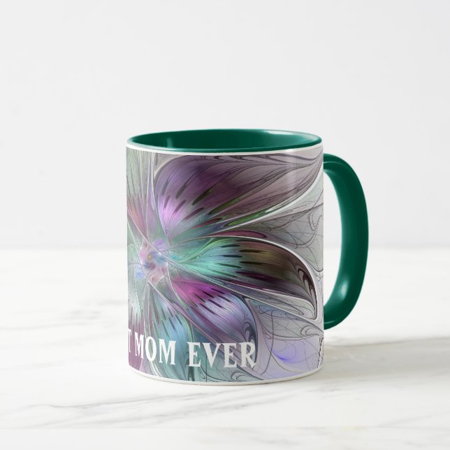 Colourful Abstract Flower Floral Fractal Best Mum Mug (Front Right)