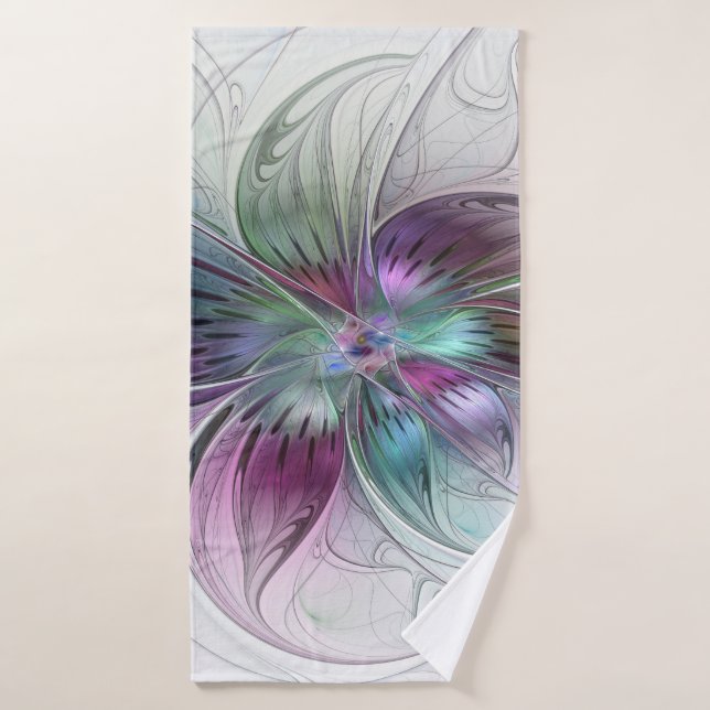 Colourful Abstract Flower Modern Floral Fractal Ar Bath Towel (Bath Towel)