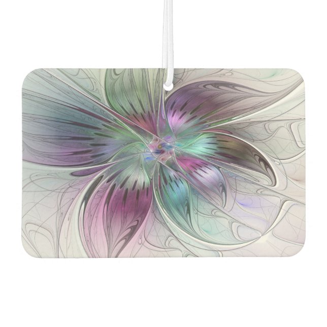 Colourful Abstract Flower Modern Floral Fractal Ar Car Air Freshener (Front)