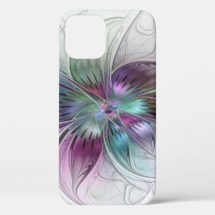 Colourful Abstract Flower Modern Floral Fractal Ar iPhone 12 Case