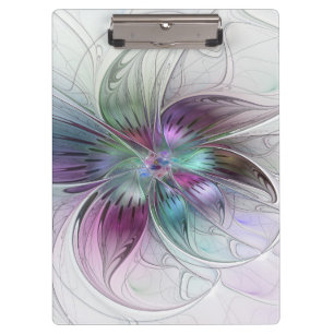 Colourful Abstract Flower Modern Floral Fractal Ar Clipboard
