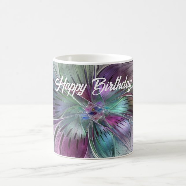 Colourful Abstract Flower Modern Floral Fractal Ar Coffee Mug (Center)