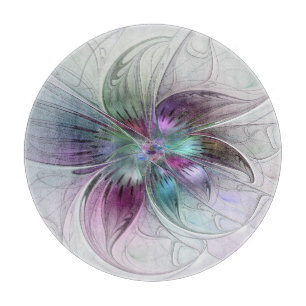 Colourful Abstract Flower Modern Floral Fractal Ar Cutting Board