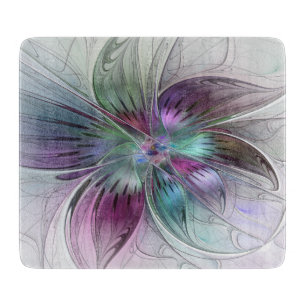 Colourful Abstract Flower Modern Floral Fractal Ar Cutting Board