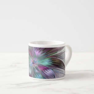 Colourful Abstract Flower Modern Floral Fractal Ar Espresso Cup