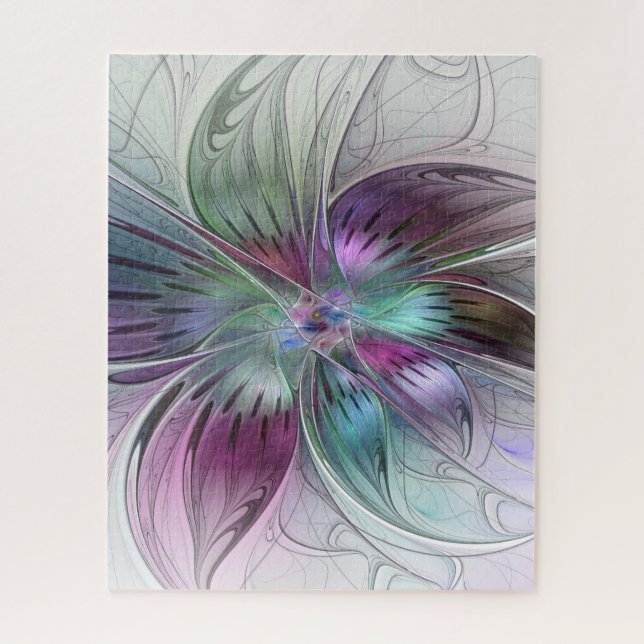 Colourful Abstract Flower Modern Floral Fractal Ar Jigsaw Puzzle (Vertical)