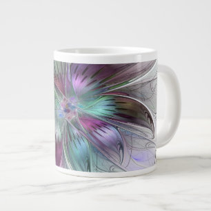 Colourful Abstract Flower Modern Floral Fractal Ar Large Coffee Mug