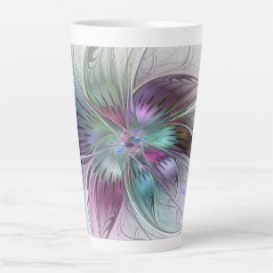 Colourful Abstract Flower Modern Floral Fractal Ar Latte Mug