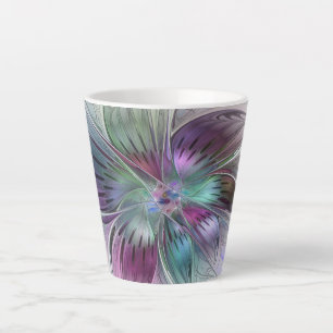 Colourful Abstract Flower Modern Floral Fractal Ar Latte Mug