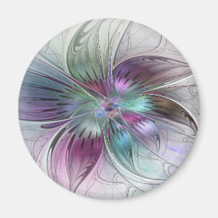 Colourful Abstract Flower Modern Floral Fractal Ar Magnet