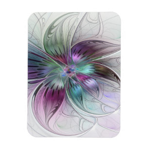 Colourful Abstract Flower Modern Floral Fractal Ar Magnet