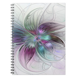 Colourful Abstract Flower Modern Floral Fractal Ar Notebook