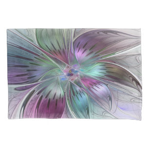 Colourful Abstract Flower Modern Floral Fractal Ar Pillowcase
