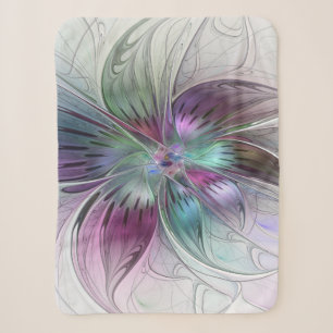 Colourful Abstract Flower Modern Floral Fractal Ar Sherpa Blanket