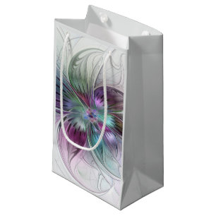 Colourful Abstract Flower Modern Floral Fractal Ar Small Gift Bag