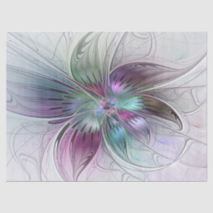 Colourful Abstract Flower Modern Floral Fractal Ar Tissue Paper