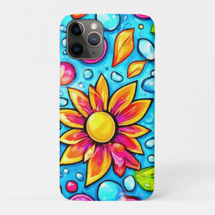 Colourful abstract flower pattern iPhone 11 pro case