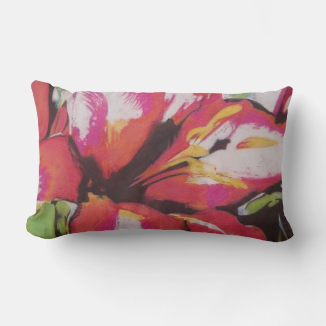 colourful abstract flower picture contempory lumbar cushion (Front)