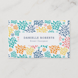 Colourful abstract flowers business card
