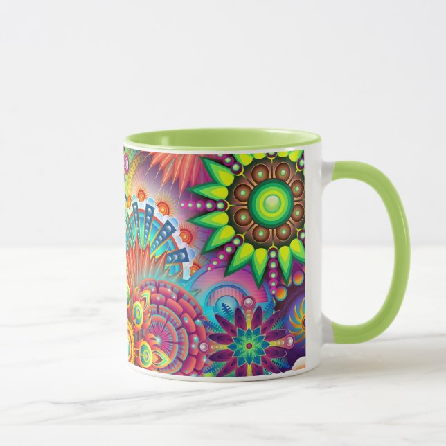Colourful Abstract Flowers Coffee Mug (Right)