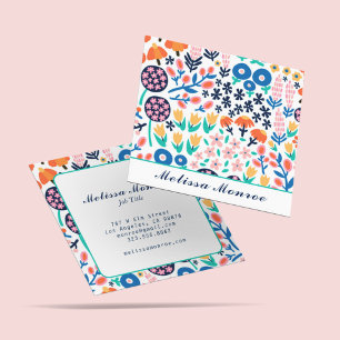 Colourful Abstract Flowers Event Planner Florist Square Business Card
