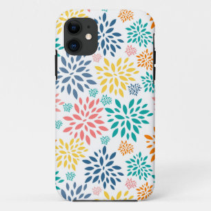 Colourful abstract flowers pattern iPhone 11 case