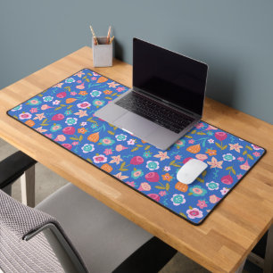 colourful abstract flowers pattern desk mat