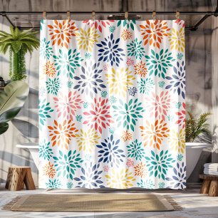 Colourful abstract flowers pattern shower curtain