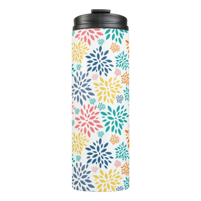 Colourful abstract flowers pattern tripod lamp pil thermal tumbler (Front)