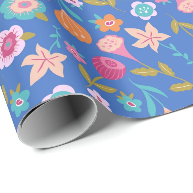 colourful abstract flowers pattern wrapping paper (Roll Corner)
