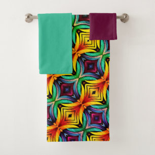 Colourful Abstract foliage Pattern 7 Bath Towel Set