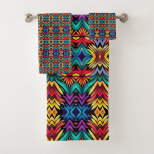 Colourful Abstract foliage Pattern 8 Bath Towel Set