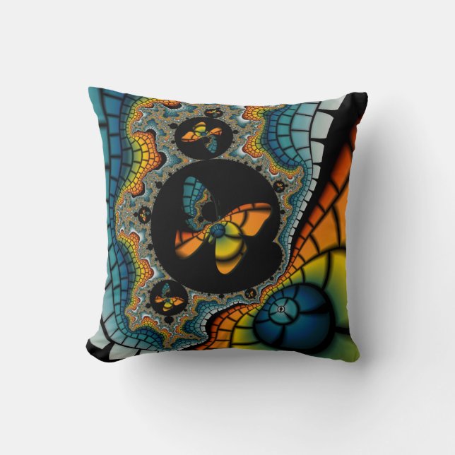 colourful abstract Fractal Butterfly Cacoon pillow (Front)