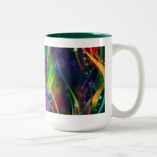 Colourful Abstract Fractal & Dynamic Lines Two-Tone Coffee Mug