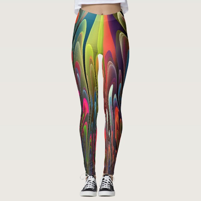 Colourful Abstract Fractal Leggings (Front)