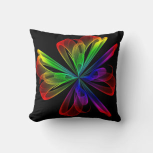 Colourful Abstract Fractal Wave Cushion