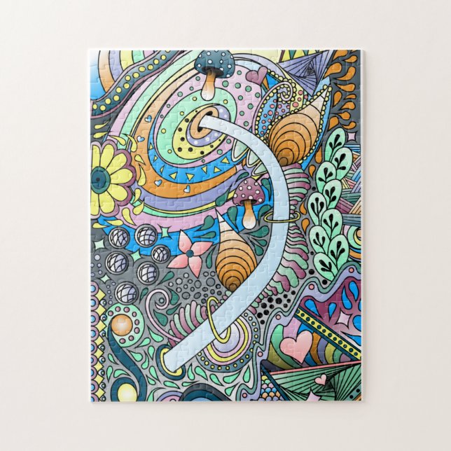 Colourful Abstract Fun Bright Original Art Jigsaw  Puzzle (Vertical)