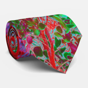 Colourful Abstract Garden with Crimson Sunset Tie