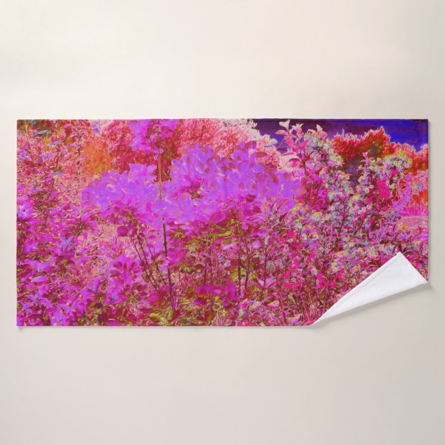 Colourful Abstract Garden with Purple Sunset Bath Towel (Bath Towel)