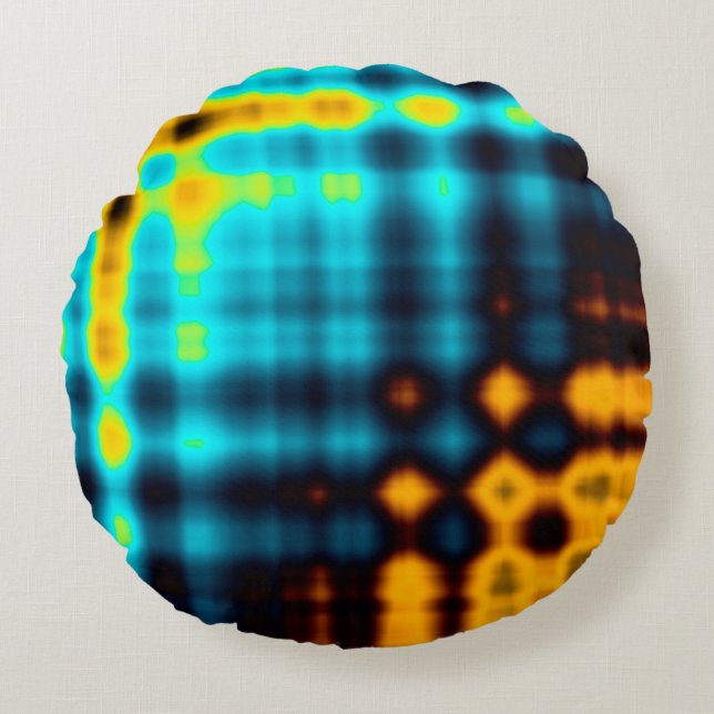 Colourful abstract geometric background with patte round cushion (Front)