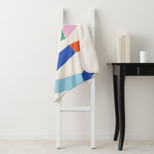 Colourful Abstract Geometric Chevron Pattern Sherpa Blanket (In Situ)