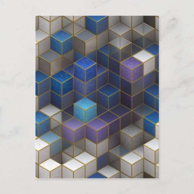Colourful Abstract Geometric Cubes Postcard (Front)