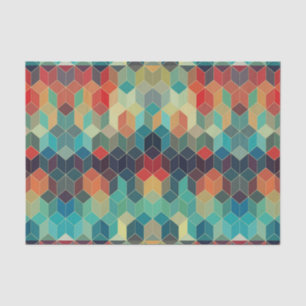 Colourful Abstract Geometric Cubes Tissue Paper